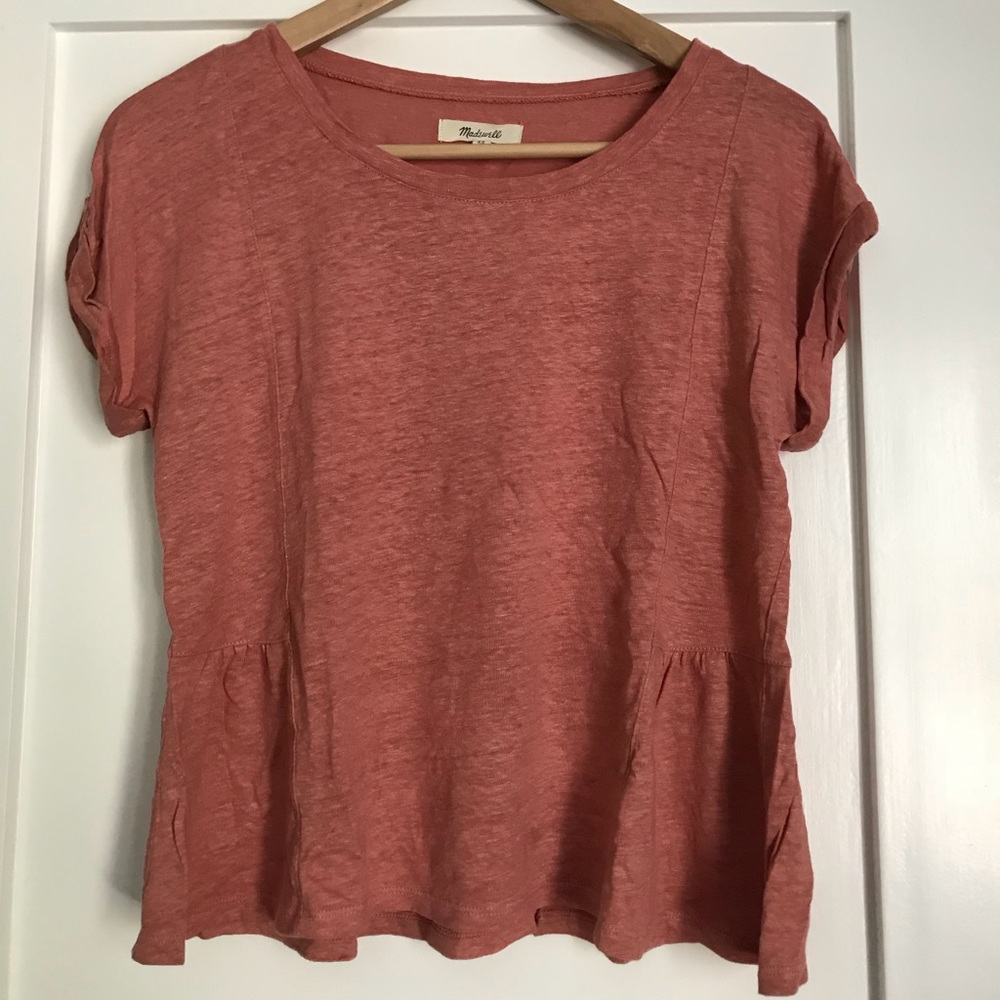 Madewell peplum shirt, pink, XS